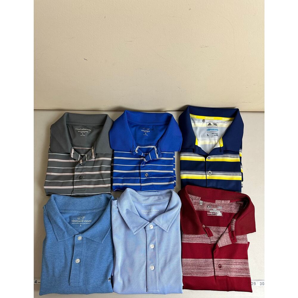 Mens Golf Polo Shirt Bundle Size L Lot of 6 Activewear Sports Outdoor Athleisure